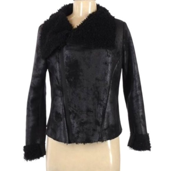 Vera Wang Jackets & Blazers - Vera Wang Faux Suede Moto Jacket with Fun Fur Lining